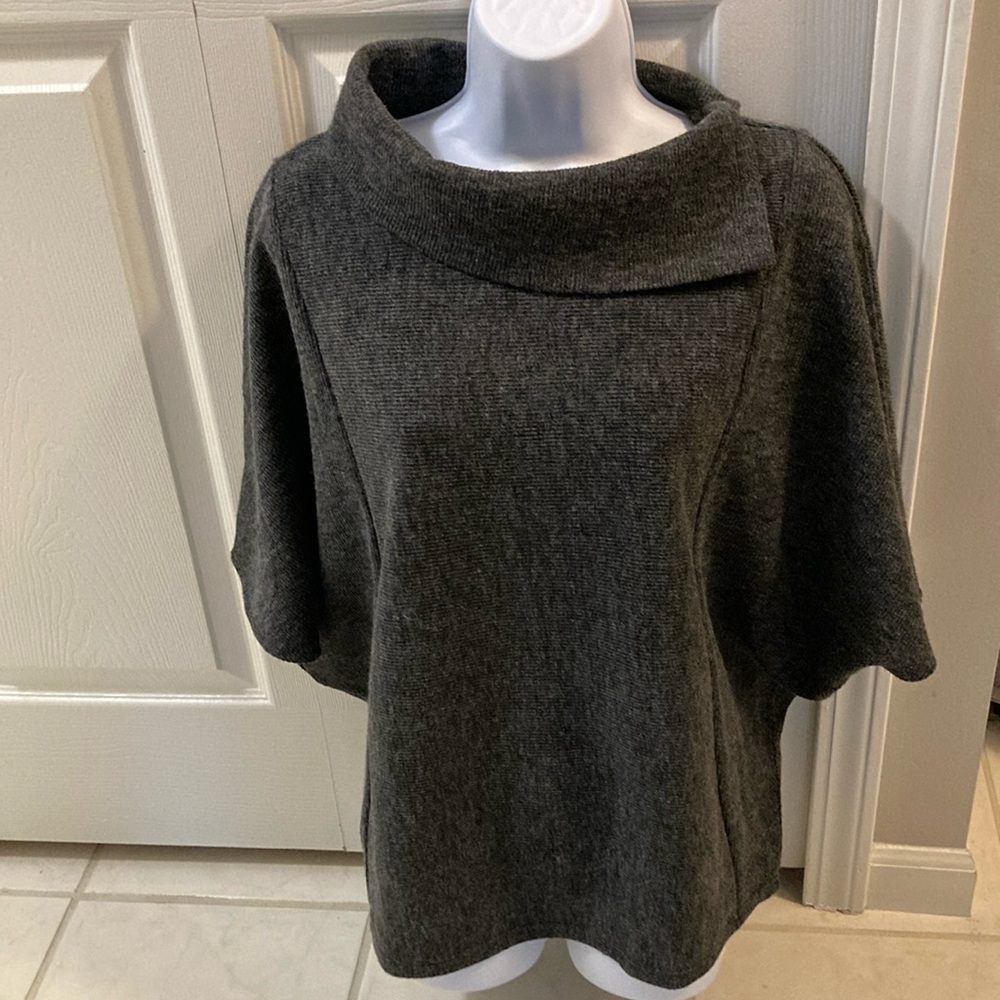 Papillon Sweater - Charcoal - Drape Neck - Poncho Style - Size Medium NWT